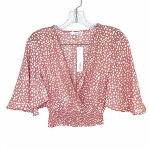 Timing Pink Cheetah Print Faux Wrap Top Sz S NWT